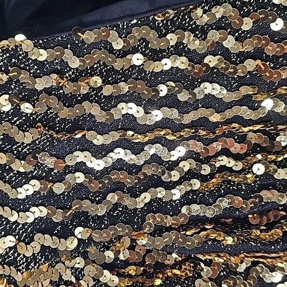 Barbara Chodos for Michael Marcella Gold Sequined+Black Taffeta Evening Jacket - Picture 4 of 17